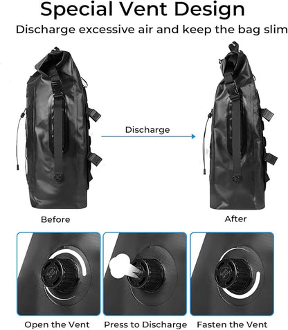 Waterproof Backpack for Men and Women - Roll-Top Floating Dry Bag Backpack for Kayaking, Rafting, Boating, Beach (Black)