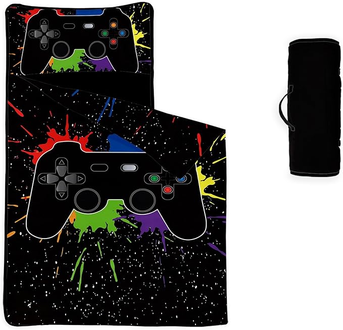 Space Nap Mat - Space Ship Galaxy Sleeping Bag with Removable Pillow - Daycare and Sleepovers Preschool Kindergarten Bedding Set for Kids Toddler Boys Girls