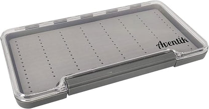 Waterproof Fly Fishing Boxes Supper Slim Clear Plastic Easy Grip Foam Fishing Tackle Storage Trags 7.36"X4.02"X0.63"(Grey-H046LD)
