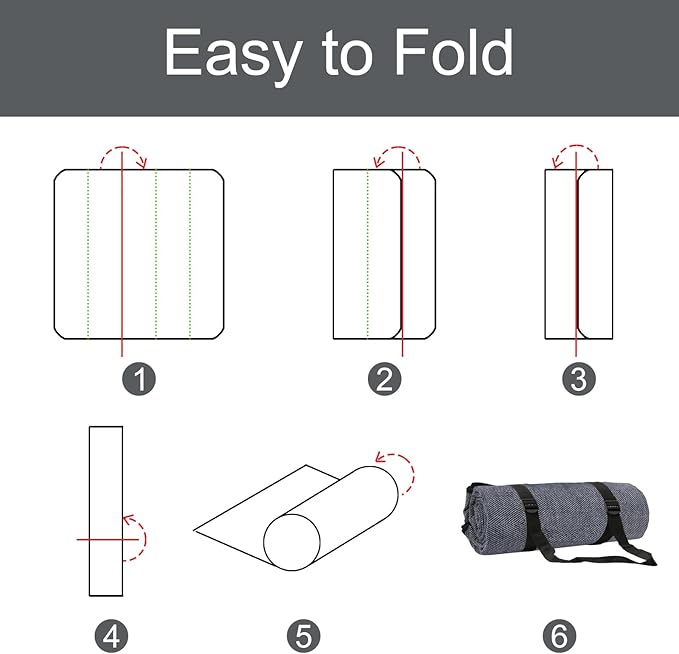 Large Outdoor Blanket, 80'' x 80'' Waterproof Soft Picnic Blanket for Park, Foldable Beach Blanket with Carry Strap, Portable Picnic Mat for Family, Friends Outdoor Together (Grey)