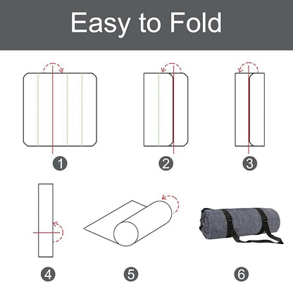 Large Outdoor Blanket, 80'' x 80'' Waterproof Soft Picnic Blanket for Park, Foldable Beach Blanket with Carry Strap, Portable Picnic Mat for Family, Friends Outdoor Together (Grey)