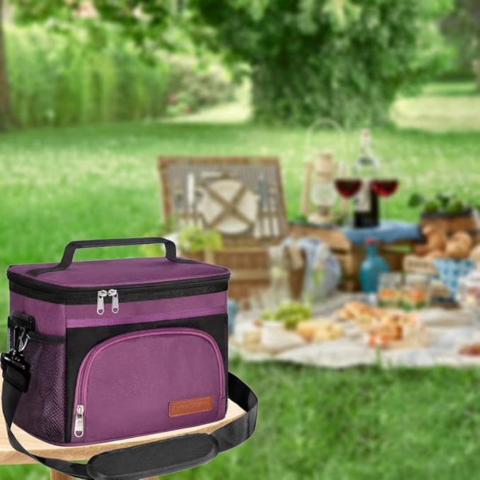 ExtraCharm Insulated Lunch Bag for Women/Men - Reusable Lunch Box for Office Picnic Hiking Beach - Leakproof Cooler Tote Bag Organizer with Adjustable Shoulder Strap for Adults