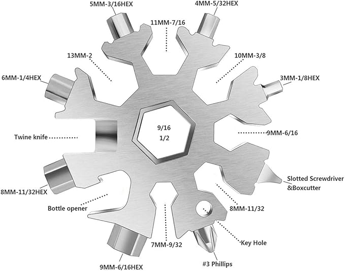 20 In 1 Snowflake Multi-Tool,Great Christmas stocking stuffer,Unique Gifts for Dad Men Women