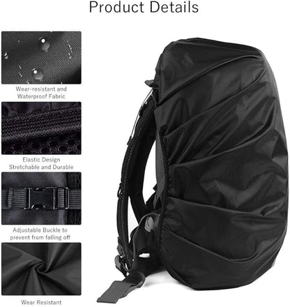LAMA 2pcs Waterproof Rain Cover for Backpack, Reflective Rainproof Protector for Anti-dust and Anti-Theft M 30L-40L Black