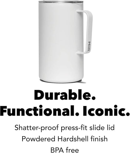 MiiR, Camp Cup, Vacuum Insulated, Stainless Steel with Slide Lid, BPA Free, White, 20 Fluid Ounces