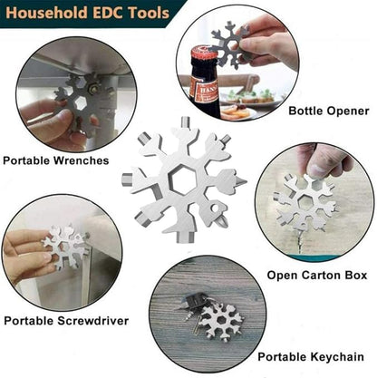 3 Pack Snowflake 18-in-1 Multi Tool, Stainless Steel Snowflake Bottle Opener/Flat Phillips Screwdriver Kit/Wrench, Durable and Portable to Take (3 colours)