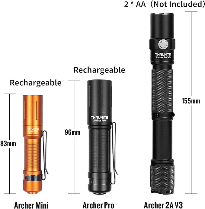 ThruNite EDC Flashlight Archer Mini, 405 Lumens Tail Switch LED Flashlight, USB C Rechargeable Little Pocket Penlight for Camping, Outdoor, and Emergency - Orange Cool White