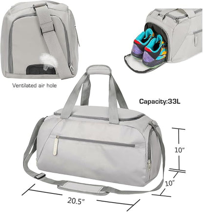ROTOT Gym Duffel Bag, Gym Bag with Waterproof Shoe Pouch, Weekend Travel Bag with a Water-resistant Insulated Pocket