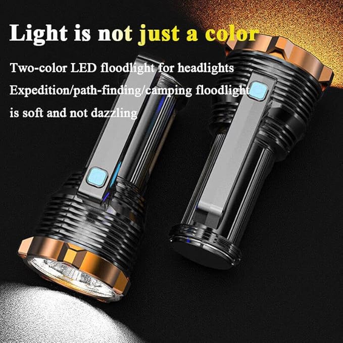 LED Flashlight USB Rechargeable, Super Brightest Flashlight with Sidelight and Hooks, 8 Modes Lighting, 19X LED, High Powered, Waterproof Tactical Torch Camping Portable Handheld