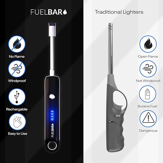 2.0 USB Type-C Lighter BBQ Candle Lighter Electric Lighter Rechargeable USB-C Lighter with Long Flexible Neck for Candles Incense Gas Stoves Grill Camping Barbecue Fireworks