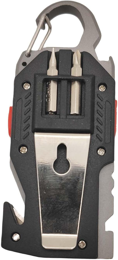 Multifunctional Flashlight 7 In1 Cob Keychain Bright Work Light Rechargeable Portable Led Sos Light With Bottle Opener Seat Belt Cutter Survival Whistle Screwdriver For Camping Walking Hiking