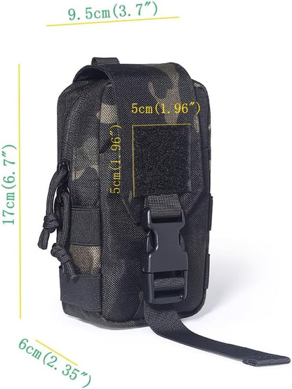 Tactical MOLLE Pouch - 1000D Nylon EDC Organizer, Compact Belt Pouch for Outdoor Gear, Hiking & Camping Accessories with Bonus Carabiner (Khaki)