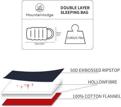 Polycotton Sleeping Bag for Adult&Kids,Cold&Warm Weather Large with Compression Sack and Water Resistant for Family Camping,Travel and Car Camping