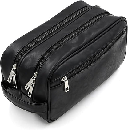 Sumnacon Toiletry Bags, Unisex PU Leather Waterproof Travel Toiletry Bag Organizer Perfect for Shaving Grooming Dopp Kit & Household Business Vacation, Cosmetic Bag with Portable Handle