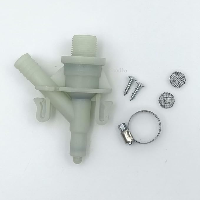385311641 RV Toilet Water Valve Kit Replacement for Dometic and Sealand 300, 301, 310, 311, 320, 321 Series Pedal-Flush Toilets Camper Trailer RV Toilet, Includes Hose Clamp and Fasteners Resistance