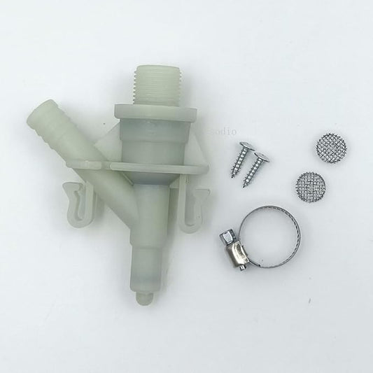 385311641 RV Toilet Water Valve Kit Replacement for Dometic and Sealand 300, 301, 310, 311, 320, 321 Series Pedal-Flush Toilets Camper Trailer RV Toilet, Includes Hose Clamp and Fasteners Resistance