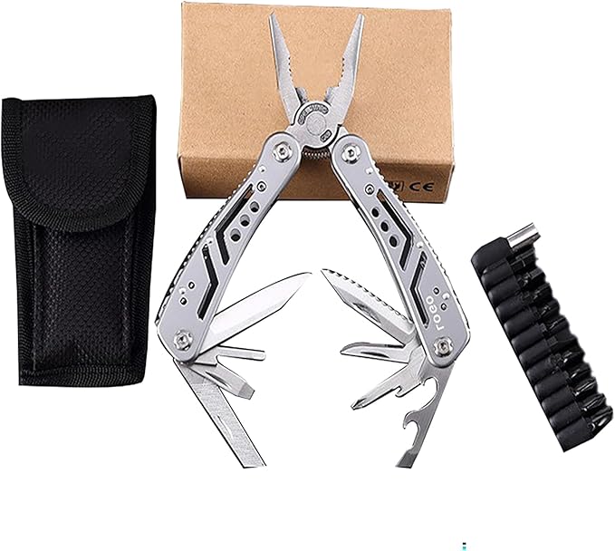 14 in 1 Multifunctional Pliers, Foldable and Self-locking Tool, Suitable for DIY, Outdoor Camping, Maintenance, and Good Helper for Men at Home