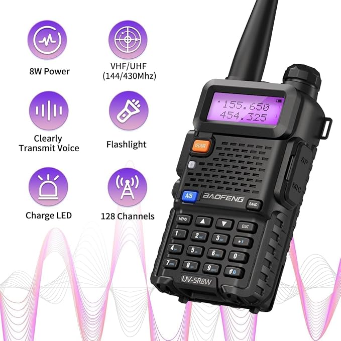 BAOFENG UV-5R 8W Ham Radio UV5R Long Range Walkie Talkies Rechargeable Dual Band UHF VHF Handheld Rapid Two Way Radio for Survival Gear,Hotel,Restaurant,4Pack