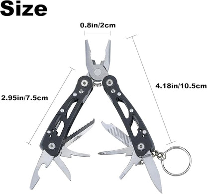 MINI Multitool Pliers, Multitool 14-in-1 Stainless Steel Multi Tools, Replaceable Bits Multitools for Outdoor, Black Camping and Survival Tools, Portable Computer and Bike Gadgets