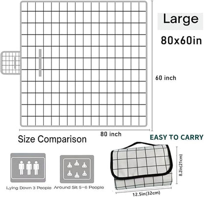 K Y KANGYUN Extra Large Picnic Blanket Outdoor Beach Blankets, Water-Resistant Foldable Sandproof Blankets Cute Picnic Mat for Beach, Camping Grass Lawn Park Mats (White, 80x60 in)