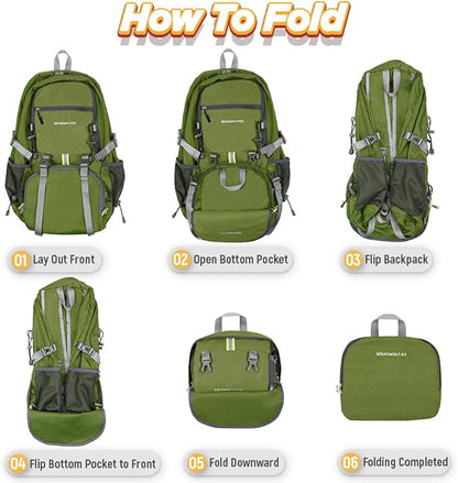 WEREWOLVES 20/35L Lightweight Hiking Backpack, Ultralight Water Resistant Packable Daypack for Women Men