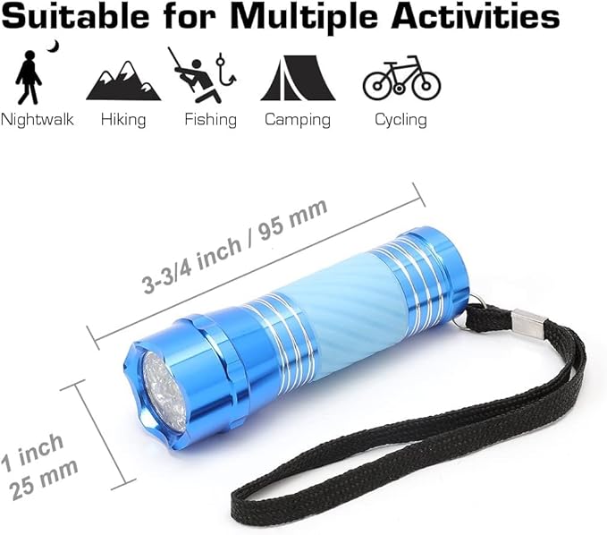 EverBrite 4-Pack Mini LED Aluminum Flashlight Party Favors Colors Assorted for Hurricane Supplies with Handle Glow in Dark