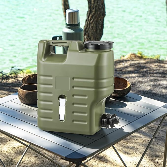 3.2 Gallon Camping Water Jug, Green Camping Water Container with Spigot, Portable Water Tank for Outdoors Hiking Picnic Emergency Supplies, BPA Free