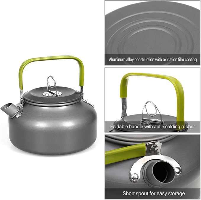 Doorslay Outdoor Camping Kettle, Aluminum Alloy Tea Kettle with Carrying Bag, Compact Lightweight Coffee Pot, 0.8L/1.1L/1.2L/1.6L Optional