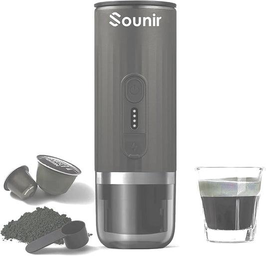 Portable Cup Espresso Machine, Camping Coffee Maker for Travel, Outdoor, Office, Battery Heated, Ground Coffee, For Travel, Outdoor, Office,(Dark Grey)