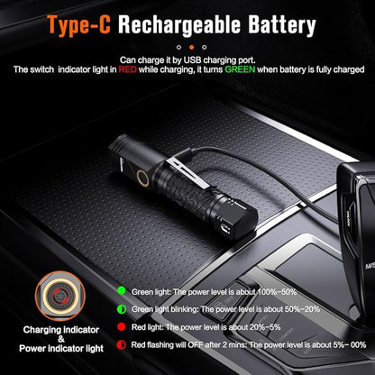 NICRON L71 Tactical Flshlights High Lumens, Type-C Rechargeable Magnetic Flashlight 90 Degree Working Light, IP65 Waterproof 1800 Lunmens LED Flashlights for Camping Outdoor Emergency, 8 Models