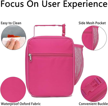 Insulated Lunch Bag for Women Girl Teen large Insulated Kid Lunch Bag,Large Reusable Cute Cooler Bag for School Work Picnic,Rose Red