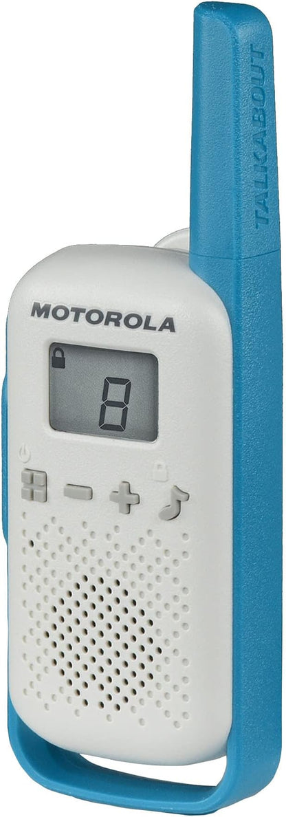 Motorola Solutions, Portable FRS, T114TP, Talkabout, Two-Way Radios, Battery Operated, 22 Channel, 16 Mile, White/Blue, 3 Pack