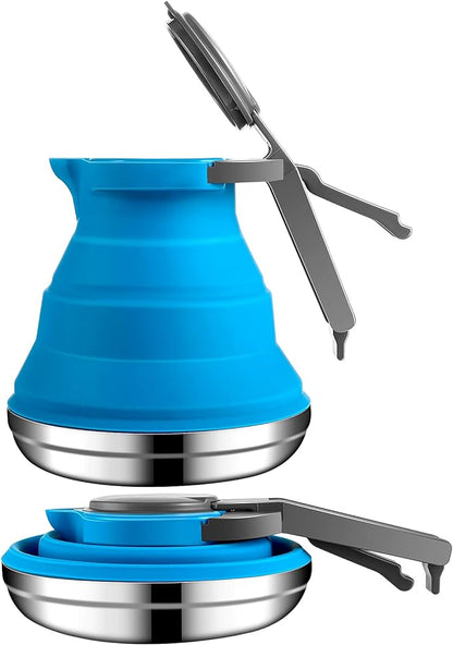 Geiserailie Camping Coffee Pot Portable Camping Pot Camping Kettle Outdoor Camping Coffee Pot Hiking Camping Kettle for Hiking Travel and Outdoors (Blue)