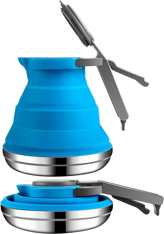 Geiserailie Camping Coffee Pot Portable Camping Pot Camping Kettle Outdoor Camping Coffee Pot Hiking Camping Kettle for Hiking Travel and Outdoors (Blue)