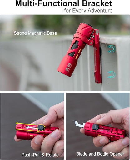 SK03 Pro AA Mini LED Flashlight, 1000 High Lumens EDC Flashlight with Magnetic Bracket, 4 Colors Filters, 10 Modes, USB C Rechargeable Pocket Flashlight for Camping, Hiking