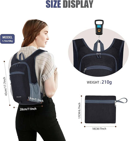 15L Hiking Backpack Small Travel Backpack Lightweight Packable Backpacks Casual Daypack for Women and Men, Black
