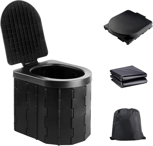 Portable Toilet for Camping with Lid, Portable Potty for Adults, Porta Potty Travel Toilet Commode Bucket Toilet for Camping, Car, Travel, Hiking, Outdoor, Backpack, Trips, Boat, Beach, Traffic Jam