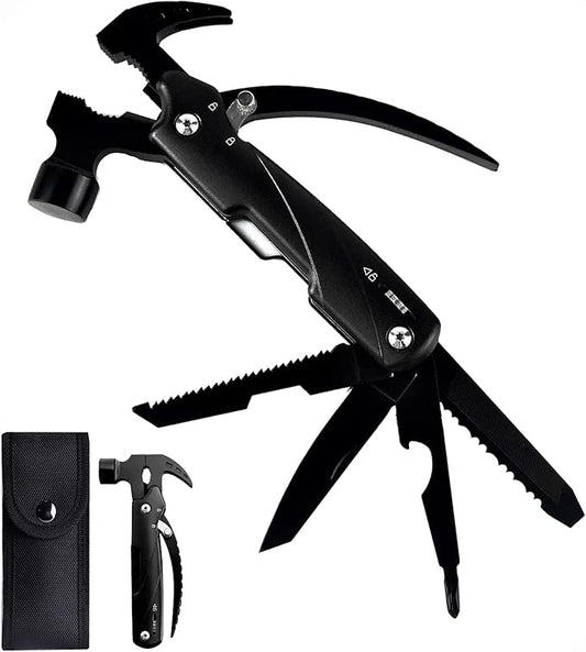 Multitool Camping Accessories Hammer, Outdoor Hiking Survival Gear Hammer Valentines Day Christmas Birthday Anniversary Best Gift for Men, Him,DIY Handyman, Carpenter, Father, Dad, Husband, Boyfriend