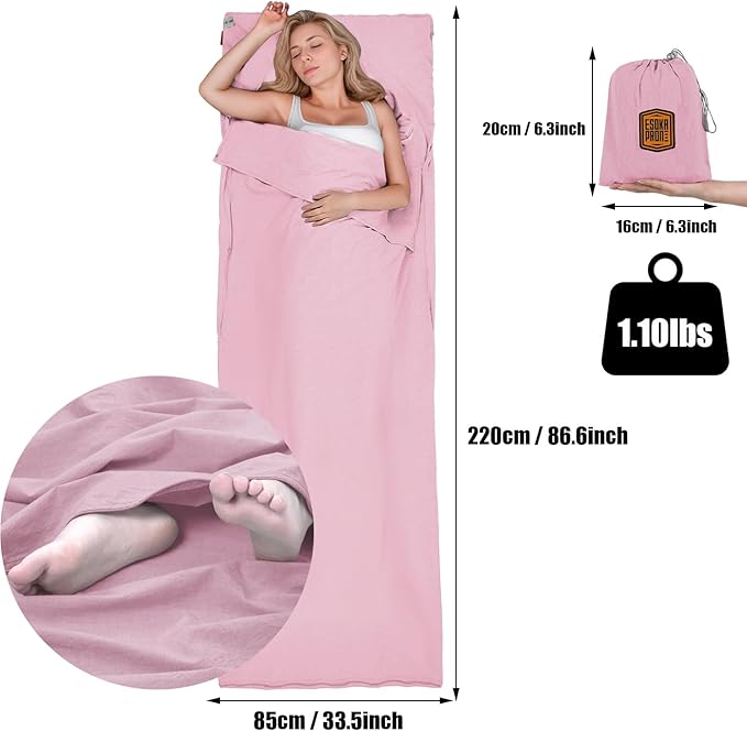 Sleeping Bag Liner,Lightweight Travel Camping Sheet Sleep Bag Liner for Adults,Hotel Compact Portable Sleeping Sack Indoor Outdoor Hostels Traveling Backpacking Hiking Blankets