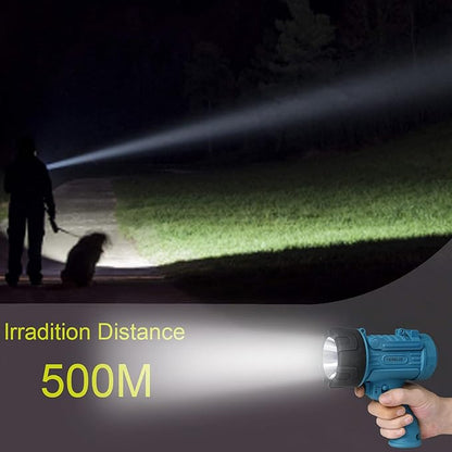 Rechargeable Spotlight,18W IPX7 Water-Resistant Flashlight, Super Bright 10000 Lumens LED,10000mAh 20h Ultra-long Standby,Ideal Spotlight for Boating, Camping, Hiking, Hurricane survival(blue)…