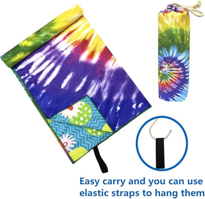 HAOKUN Microfiber Sand Free Beach Towel with Zipper Pocket Fast Dry Oversized Lightweight Big Large Towels for Travel Pool Swimming Bath Camping Adult Women Men Tie Dye Beah Towel (tie dye Colorful
