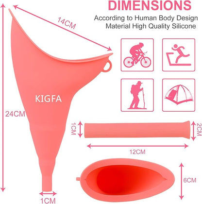 Female Urination Device,Reusable Portable Female Urinal Silicone Women to Pee Standing Up,Female Urinal Set Fits Outdoor Travel,Camping&Hiking,2 Sets