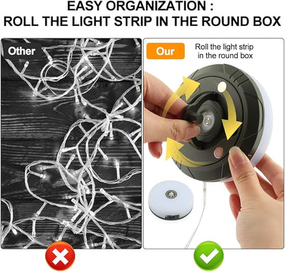 Camping String Lights, 2 in 1 Outdoor Waterproof Camping String Light with 8 Lighting Modes(32.8Ft), Quick 30s Recovery, Type-C Fast Charging Portable LED Tent Light for Camping Yard Hiking