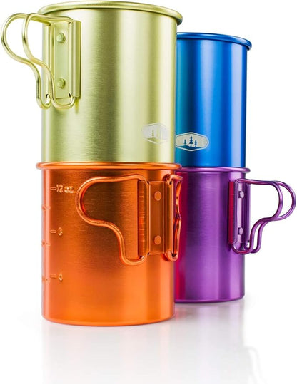 GSI Outdoors Bugaboo Cup - Ultralight Aluminum Camping & Backpacking Mug with Folding Handles - Hot Coffee, Tea, Soup (14oz)