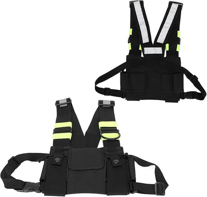 ASHATA Walkie Talkie Chest Bag Two Way Radio Universal Radio Chest Harness Bag Tactical Chest Front Pack Pouch Oxford Cloth for Hiking, Biking, Work, School, Camping