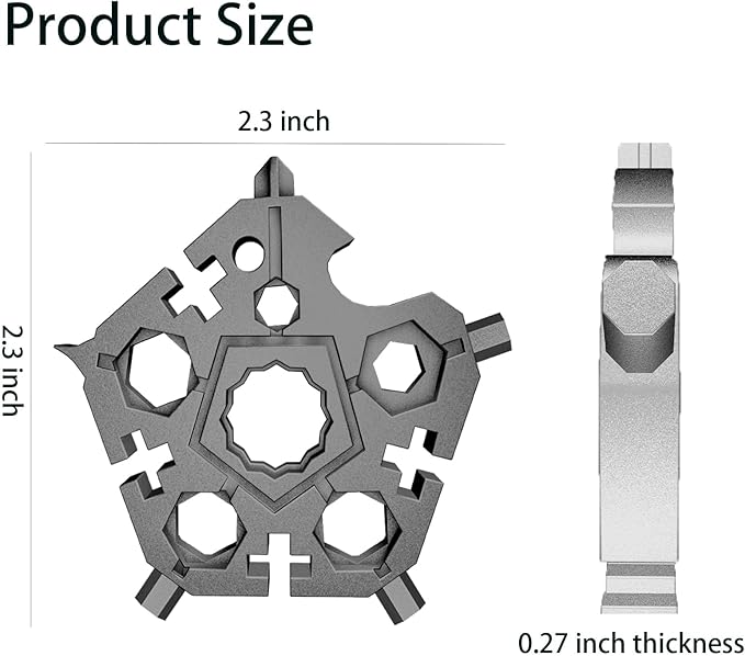 23-in-1 Snowflake Multitool Stainless Steel Multitool,Chxico 23-in-1 Stainless Multi-tool with Key Ring,Gift for Christmas(Black)