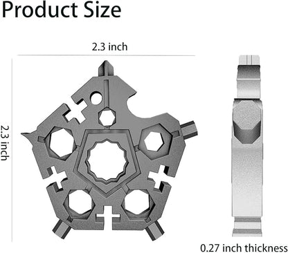 23-in-1 Snowflake Multitool Stainless Steel Multitool,Chxico 23-in-1 Stainless Multi-tool with Key Ring,Gift for Christmas(Black)