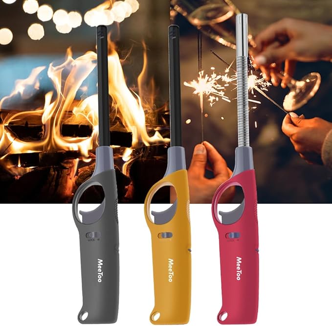 3 Pack Refillable Butane Lighter (No Butane Fuel Inside),Multi-Purpose Lighters for Camping Survival Hiking Fishing