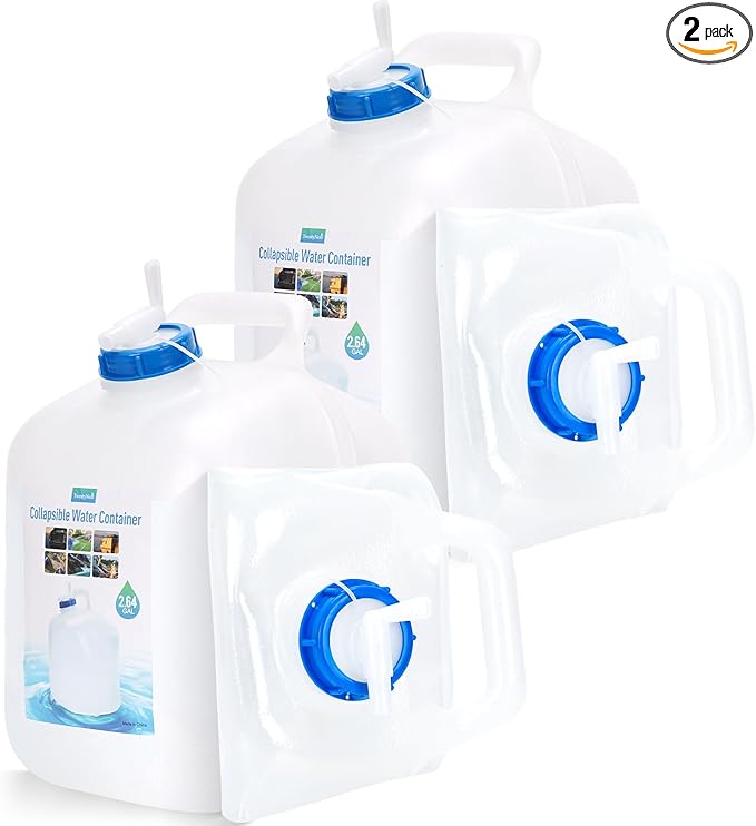 Collapsible Water Container,Potable Water Storage Containers,Water Jug 2.6 Gallon,Camping Water Container with Spigot,Double Handles Foldable Portable Water Jug for Camping,Hiking,Outdoors(2 Pack)