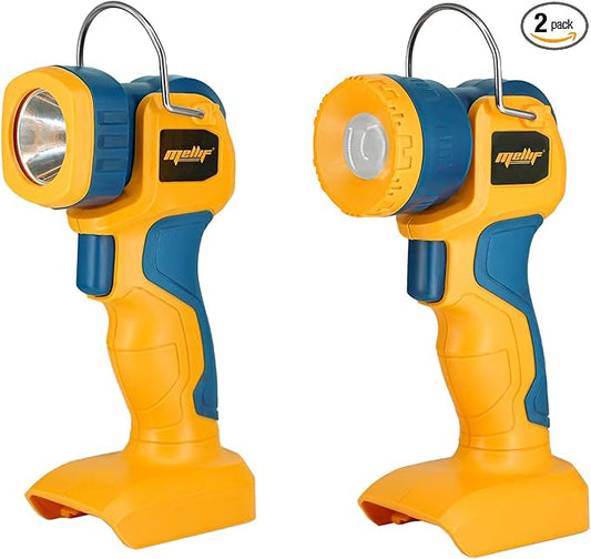 Mellif LED Work Light, Portable Flashlight for Dewalt 20V Max Battery (NOT Included), 90 Degree Pivoting Head, 110/280 Lumens of Brightness, Cordless, Zoomable, Jobsite (Yellow & Blue, L-Shape)